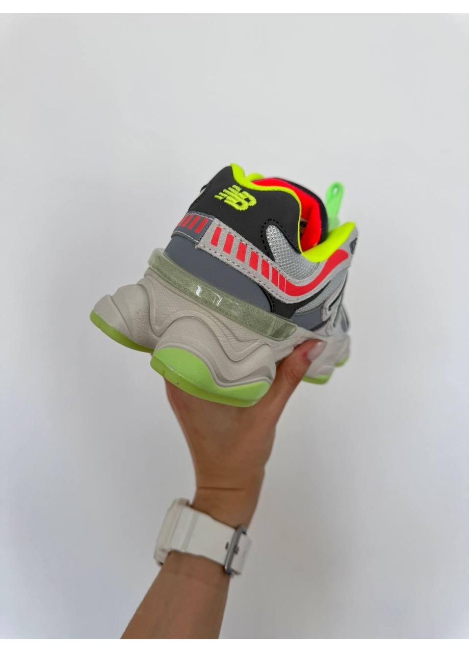 КРОССОВКИ ЖЕНСКИЕ NEW BALANCE 9060 LIGHT GREY / ACID GREEN НЬЮ БЕЛАНС 9060 No Brand серые демисезоны (368854912)