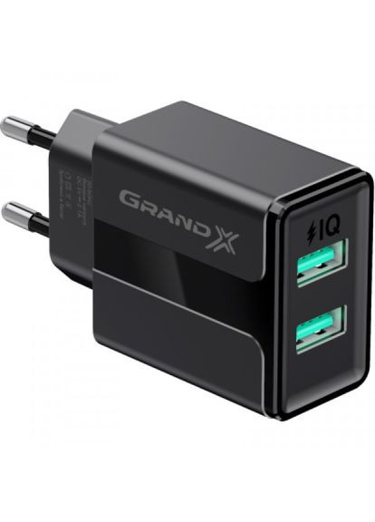 Зарядний пристрій Grand-X 5v 2,4a usb black (268145295)