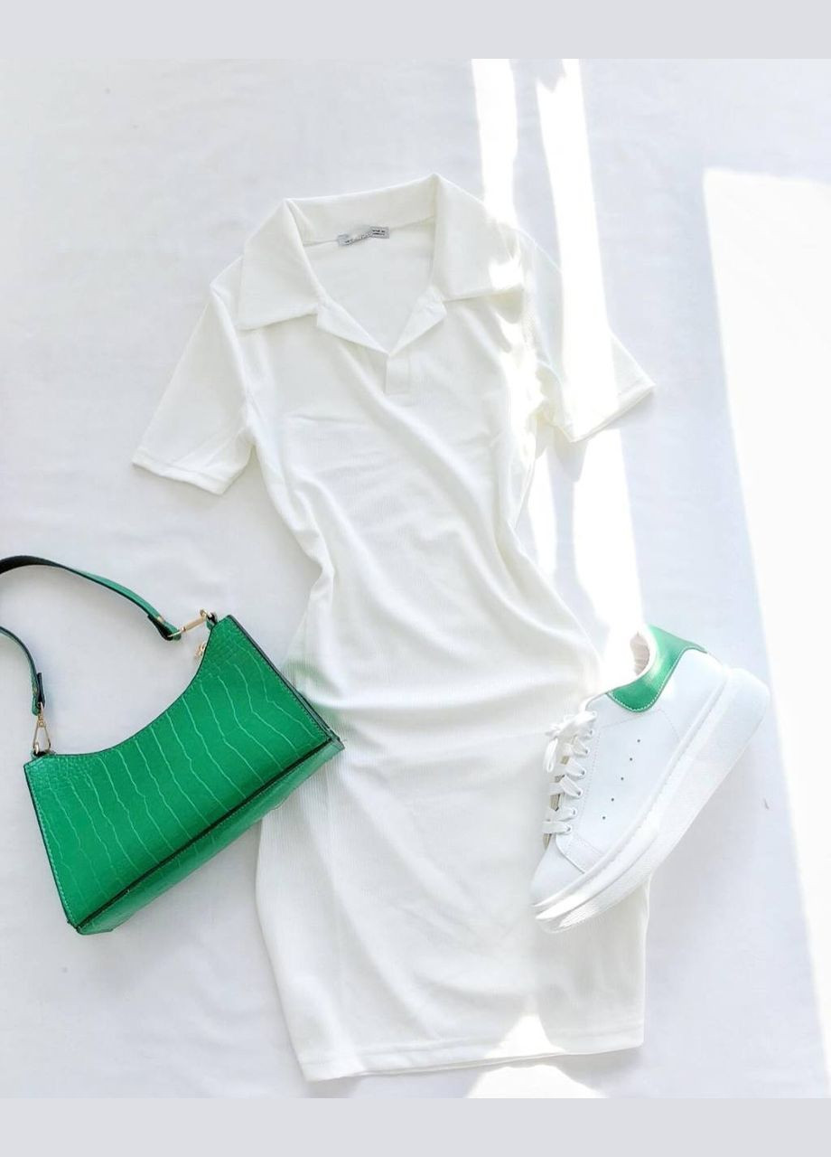 Білий повсякденний, кежуал, джинсова сукня жіноча поло No Brand однотонна