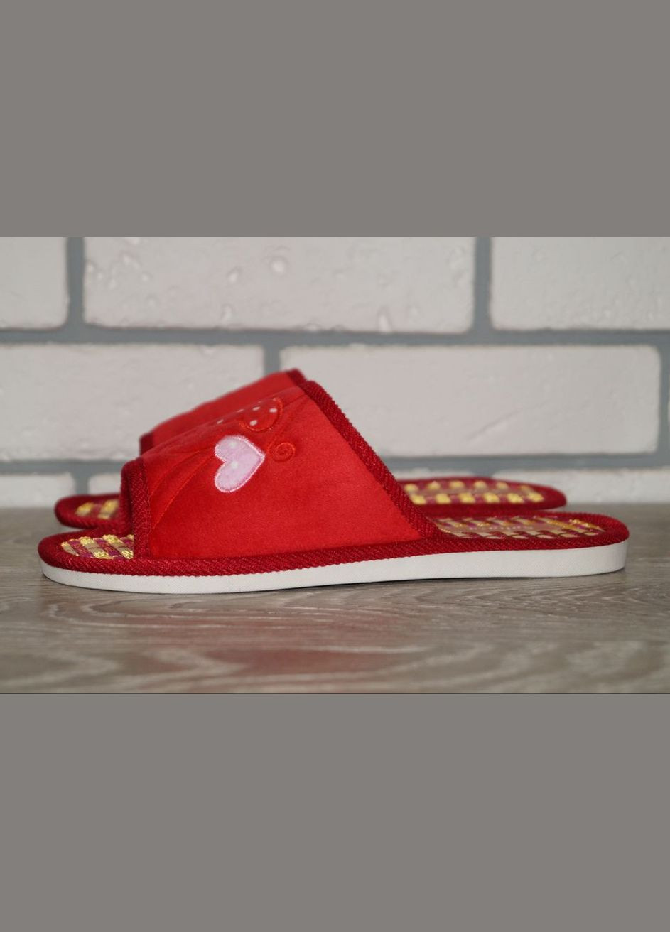 Жіночі домашні капці з бамбуковою устілкою та сердечками червоні No Brand sollaza (292128923)