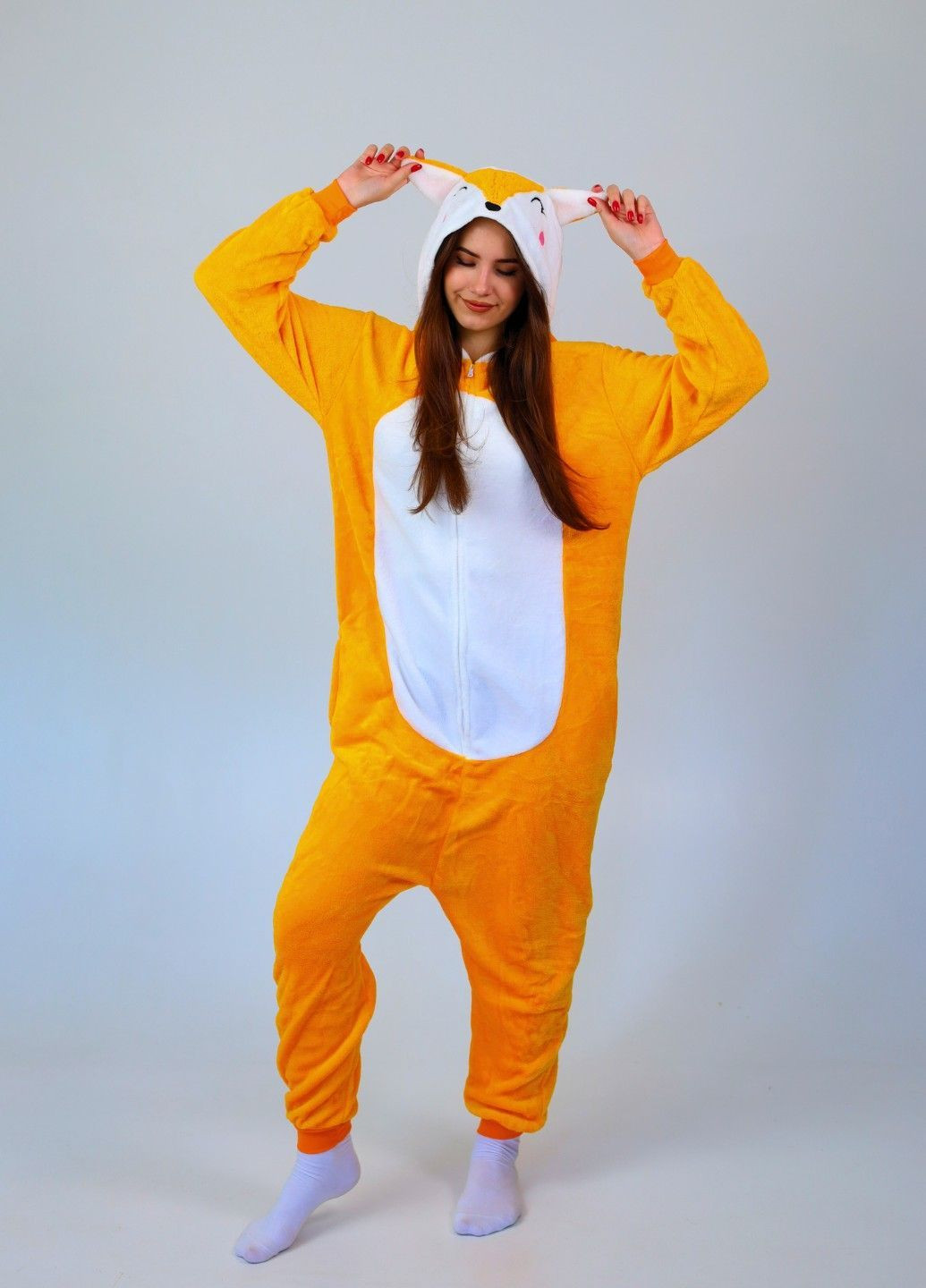 Кигуруми пижама лисица женская комбинезон оранжевый плюшевое Lalapka (362490052)