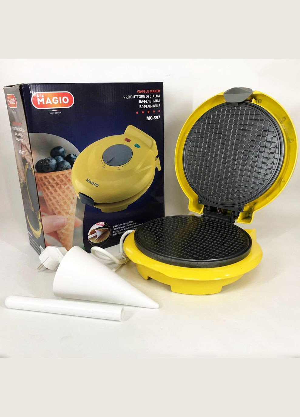 Вафельница круглая MG-397 1 секция 750 Вт, Электровафельница для тонких вафель, электрическая Magio (364664803)