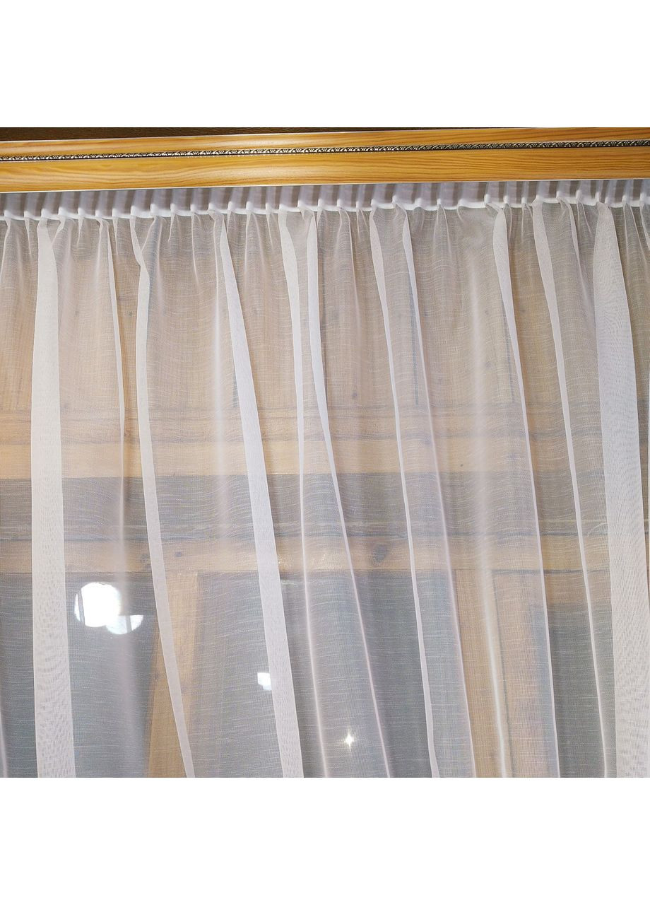 Кухонная готовая короткая занавеска Ажур белая бамбук вышивка серая правая No Brand (372134026)