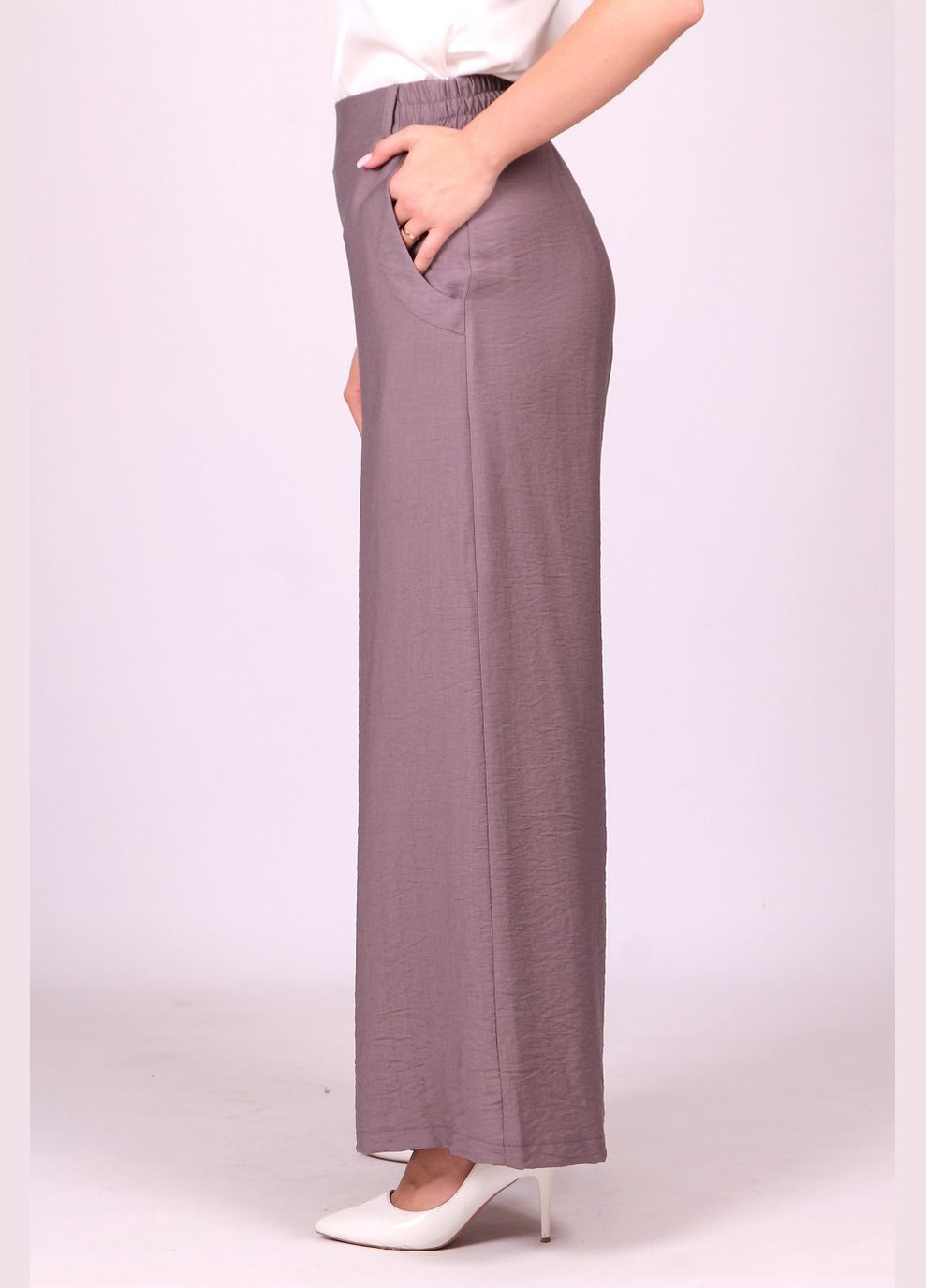 Штани палацо жіночі 018 льон жатка сірий Актуаль (337676964)