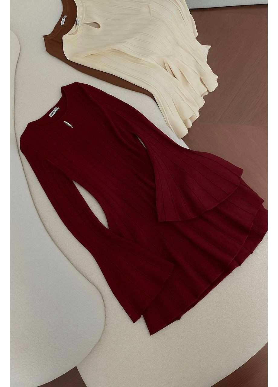 Бордова повсякденний жіноча тепла міні-сукня кльош KaraMix однотонна