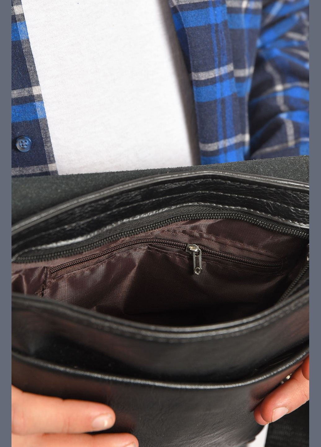 Сумка мужская через плечо из экокожи черного цвета Let's Shop (306812949)