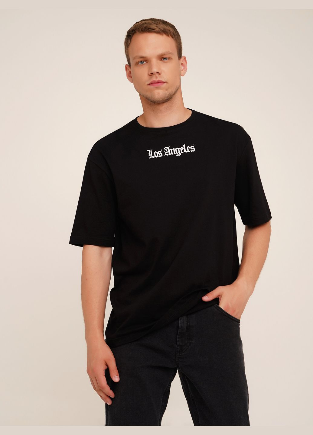 Черная футболка с принтом los angeles мужская p-mb02303 черный shop (2000990565662) LAWA