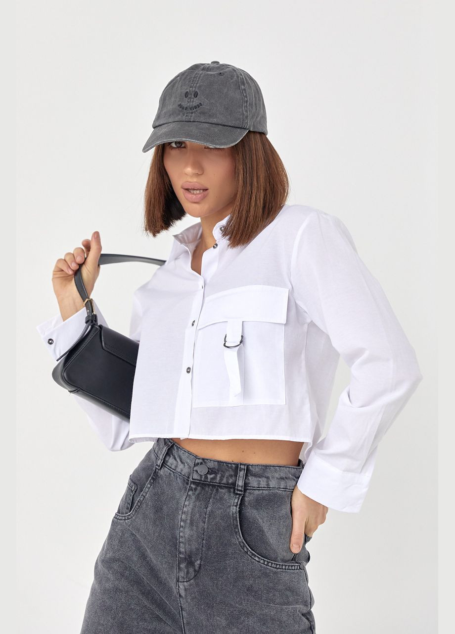 Укорочена жіноча сорочка з накладною кишенею Liton (296658593)