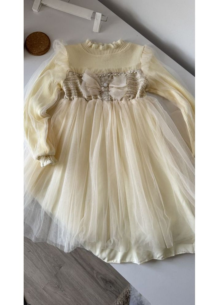 Комбінована вишукана сукня для дівчинки колір молочний 11000 No Brand (372388606)