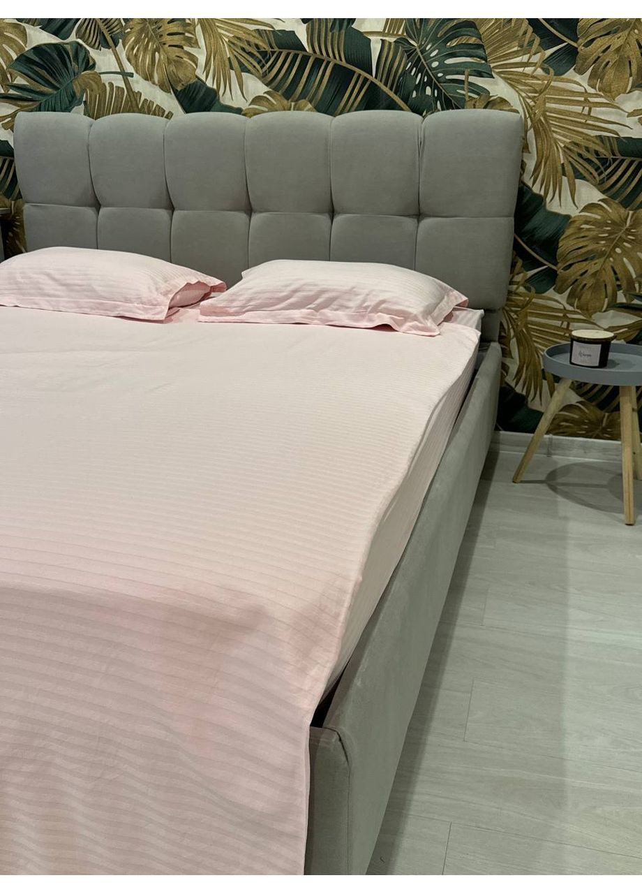 Комплект постельного белья двуспальный No Brand сірий страйп (370864746)