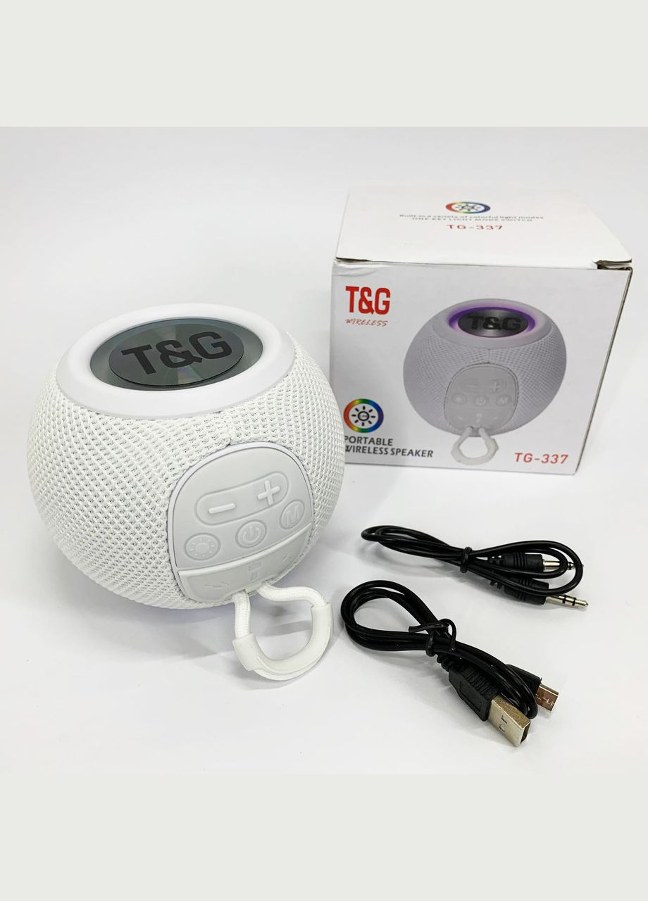 Мощная беспроводная колонка TG337 с Bluetooth, RGB-подсветкой и радио. Цвет: белый No Brand (359474691)