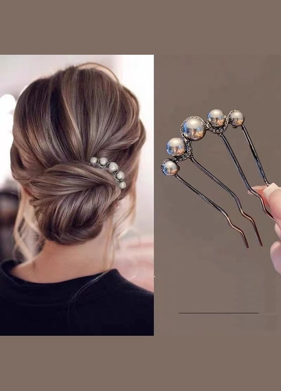 Изысканная заколка-шпилька для пучка волос с жемчужинами No Brand (342065805)