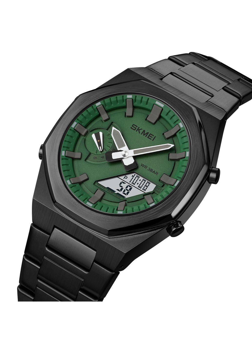 1816BKGNWT Black-Green-White кварцевый сasual, классический Skmei (323079744)