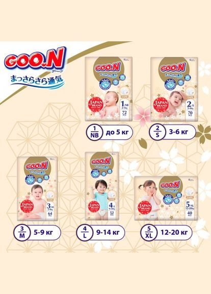 Підгузки Premium Soft для дітей (L, 9-14 кг, 52 шт.) Goo.N (360407537)