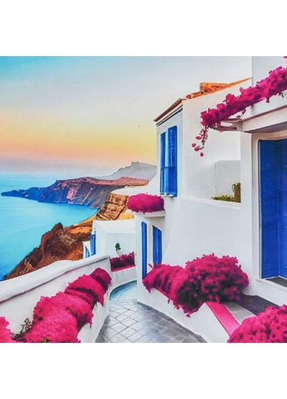 Алмазна мозаїка "Рожеві вулиці набережної" 30х30 см Strateg (361422767)