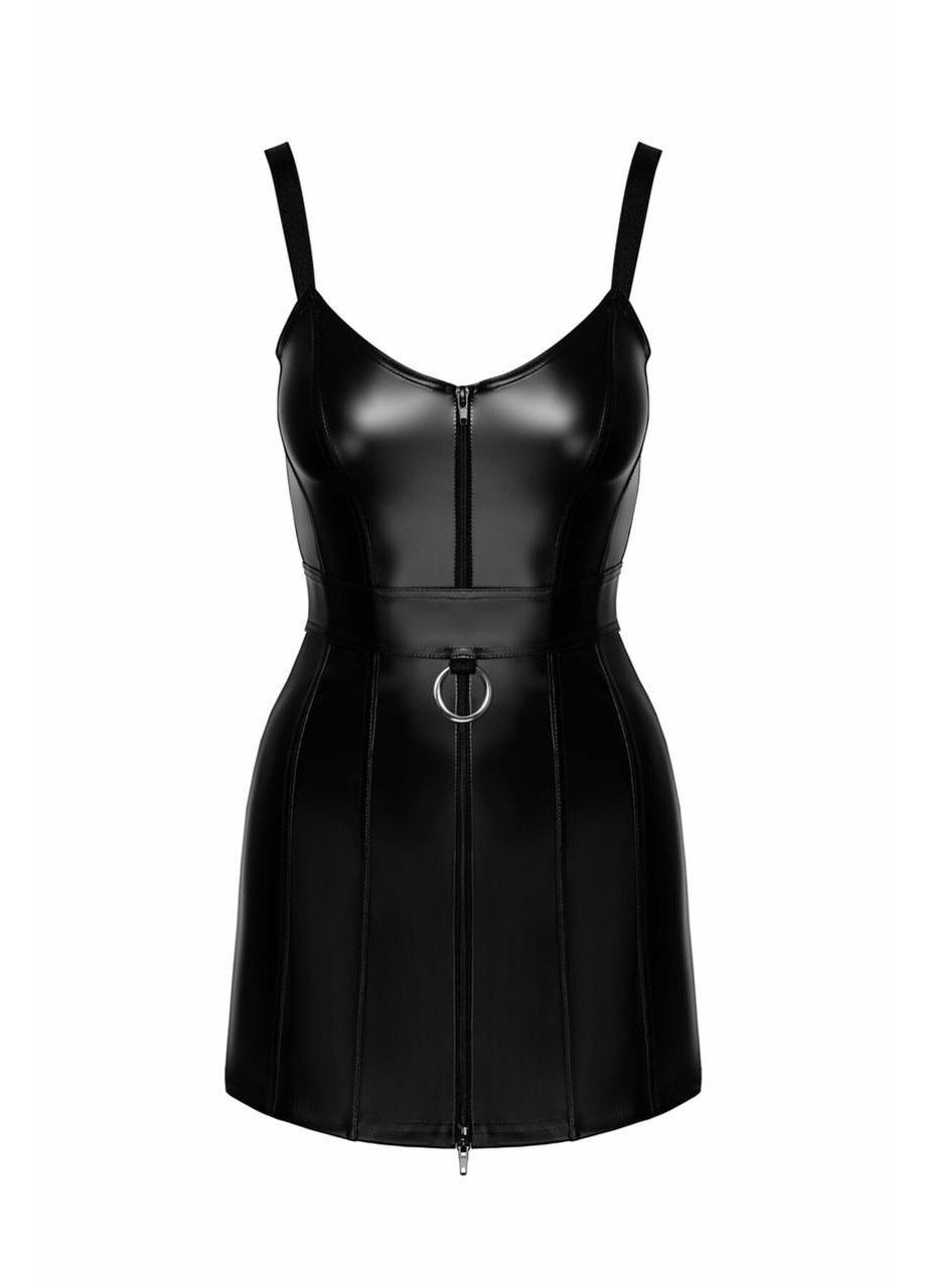 Черное платье noir handmade f320 starlet wetlook minidress with ring belt - xl No Brand