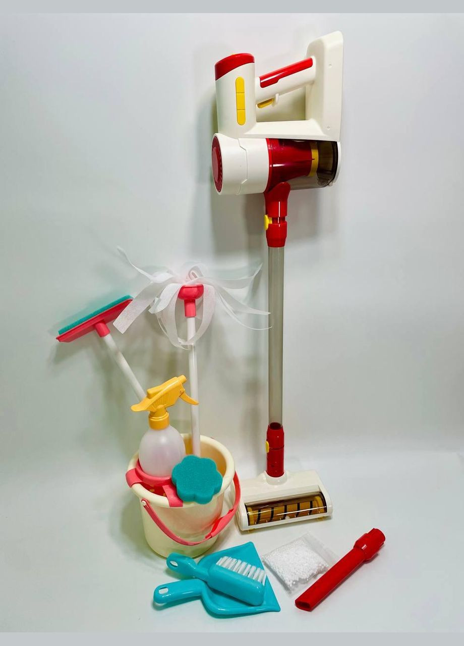 Пилосос 8005 (12) вакуумний, звук, мелодія, додаткова насадка, швабра, совок, щітка, губка, відро, в коробці No Brand (322138817)