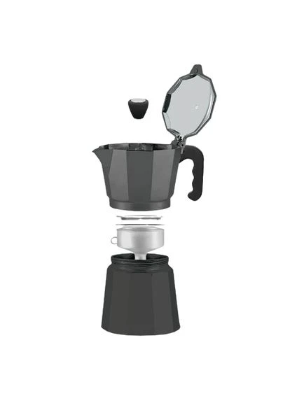 Кофеварка гейзерная 300мл (6 порций) алюминиевая MR-1666-6-BLACK Espresso Moka Maestro (341523096)