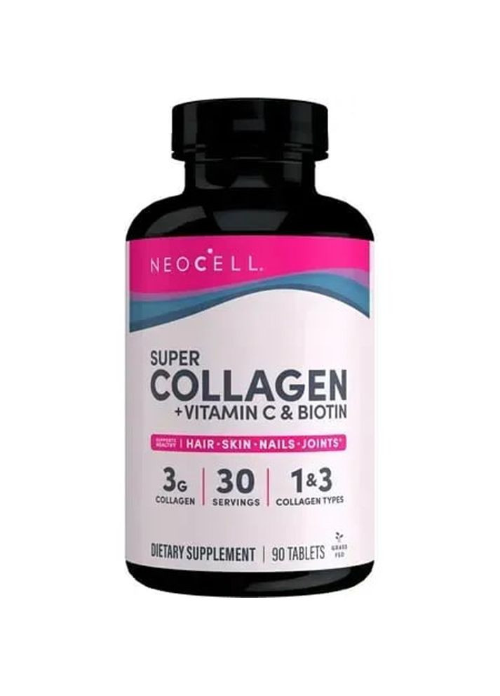 Колаген + вітамін С та біотин, Collagen, + Vitamin C & Biotin,, супер, 90 таблеток Now Foods (322065600)
