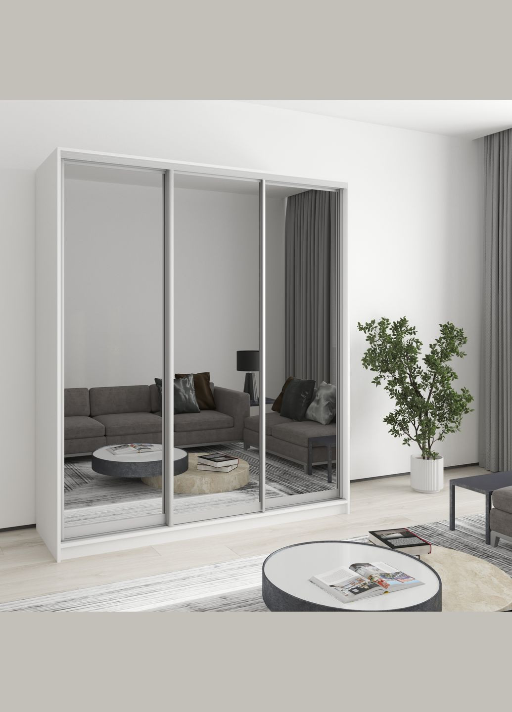 Шафа-купе тридверна Комбо AL 3 Дзеркала 180x60x210 см Аляска білий (MBS-3382) MebelStar (362373436)