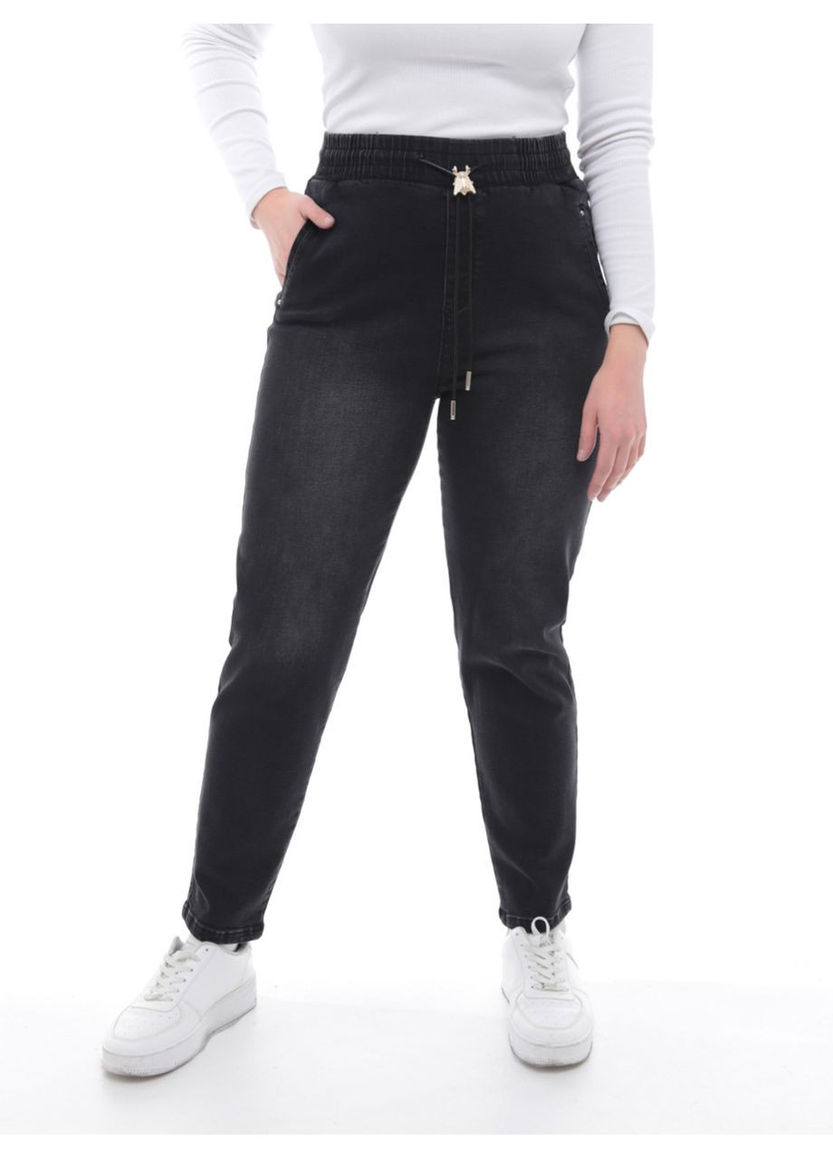 Джинсы женские темно-серые МОМ на резинке большой размер MOM Estensivo - (303699563)