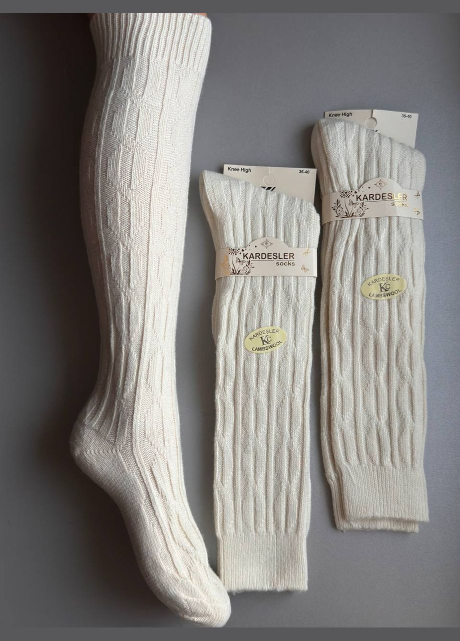 Молочные 1 пара высокие молочные шерстяные подколенки носки с шикарным узором Kardesler однотонные (311947617)