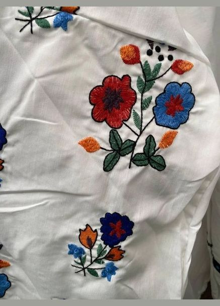 Белая блузка вышиванка цветастая белая You Best (293057523)