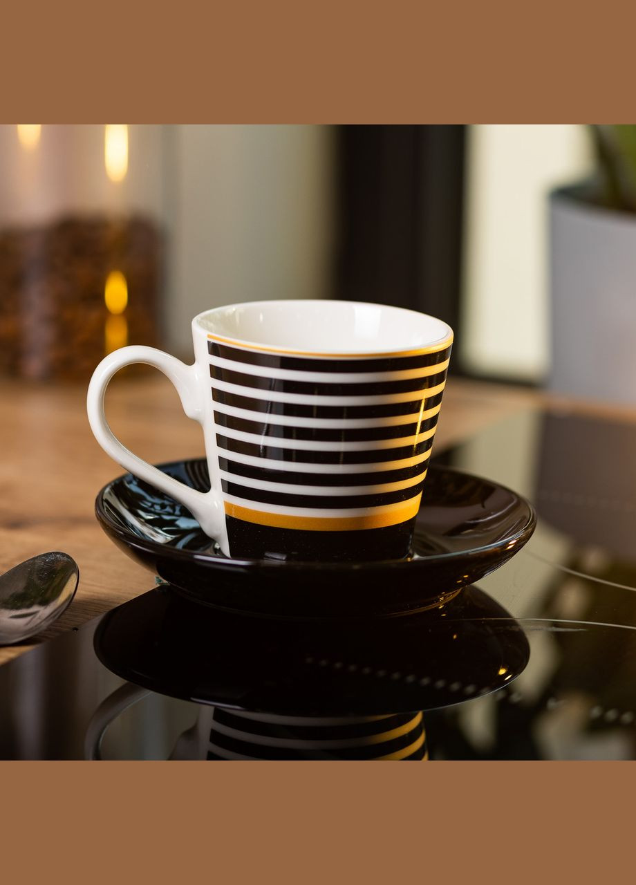 Керамічна чашка з чорним блюдцем 200 мл RX-N24708B Liling Rongxiang Ceramic (359401523)