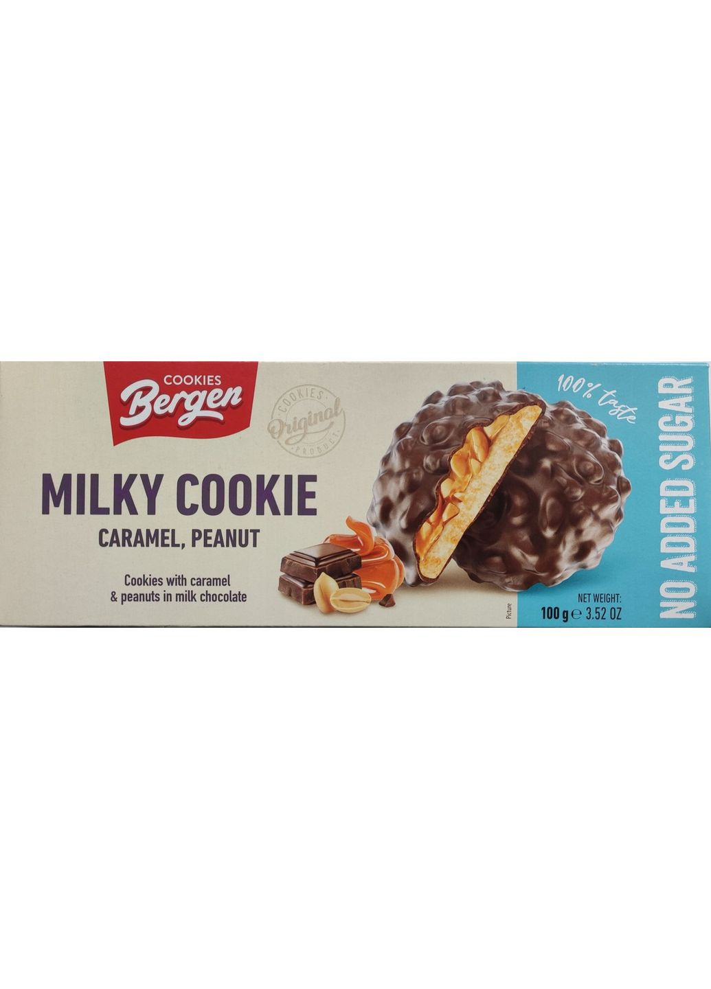Печиво Cookies Milky Cookie Caramel Peanut 128 г Bergen (369622447)