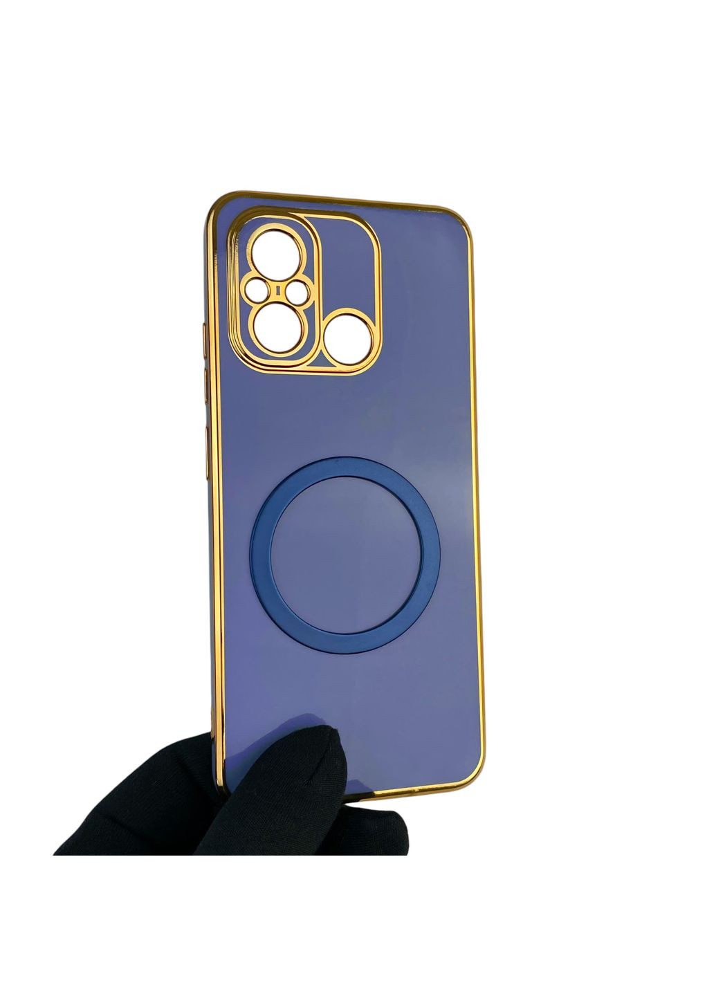 Чехол для Redmi 12C с кольцом MagSafe с золотой окантовкой на редми 12с синий gs1 Xiaomi (366233466)