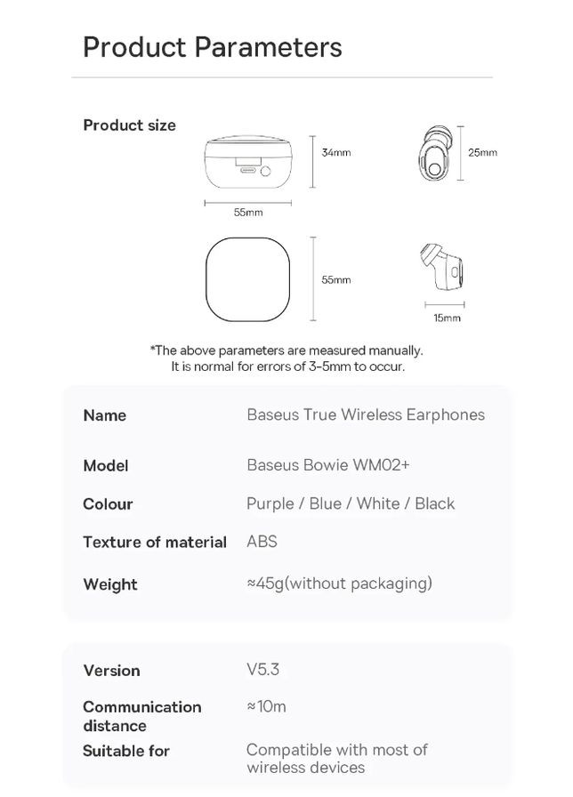 Беспроводные наушники Bowie WM02 TWS Bluetooth 5.3 Черные Baseus (302802856)