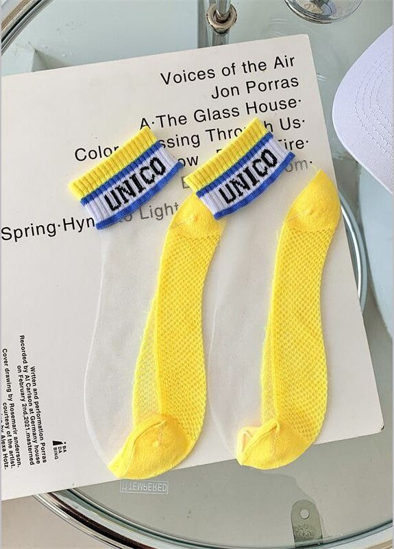 Набор короткие летние женские носочки с прозрачной сеточкой разноцветные Unico (293820250)