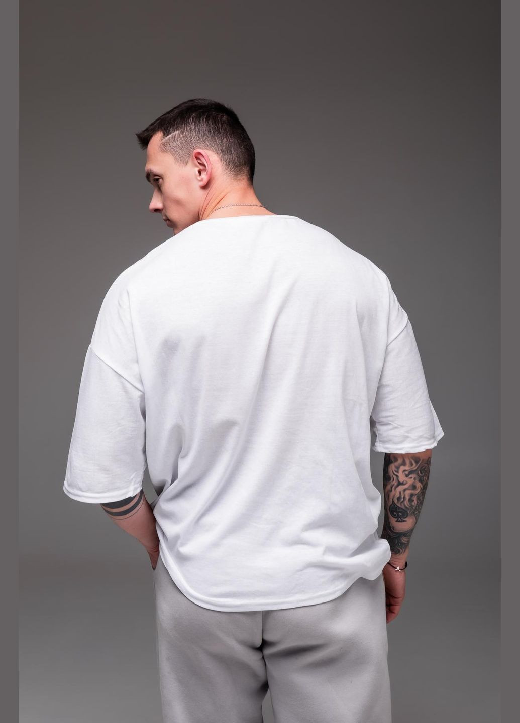 Белая футболка мужская белая батал с коротким рукавом No Brand