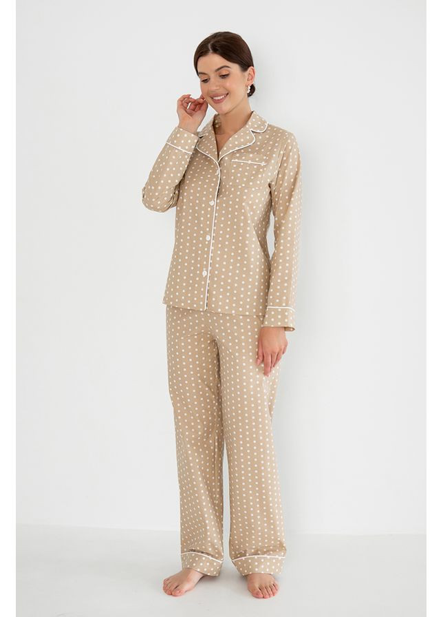 Бежевая всесезон пижама (рубашка, брюки) рубашка + брюки Forly