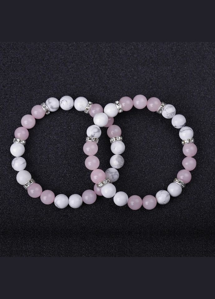 Комплект браслетів з кахолонгу та кунциту з дисками (12129) Hemst (301071105)