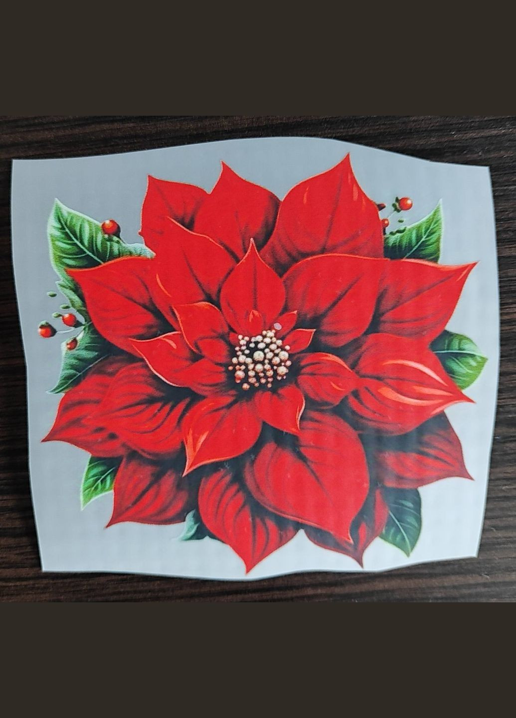 Термонаклейка новогодняя пуансетия Кураж (308391538)