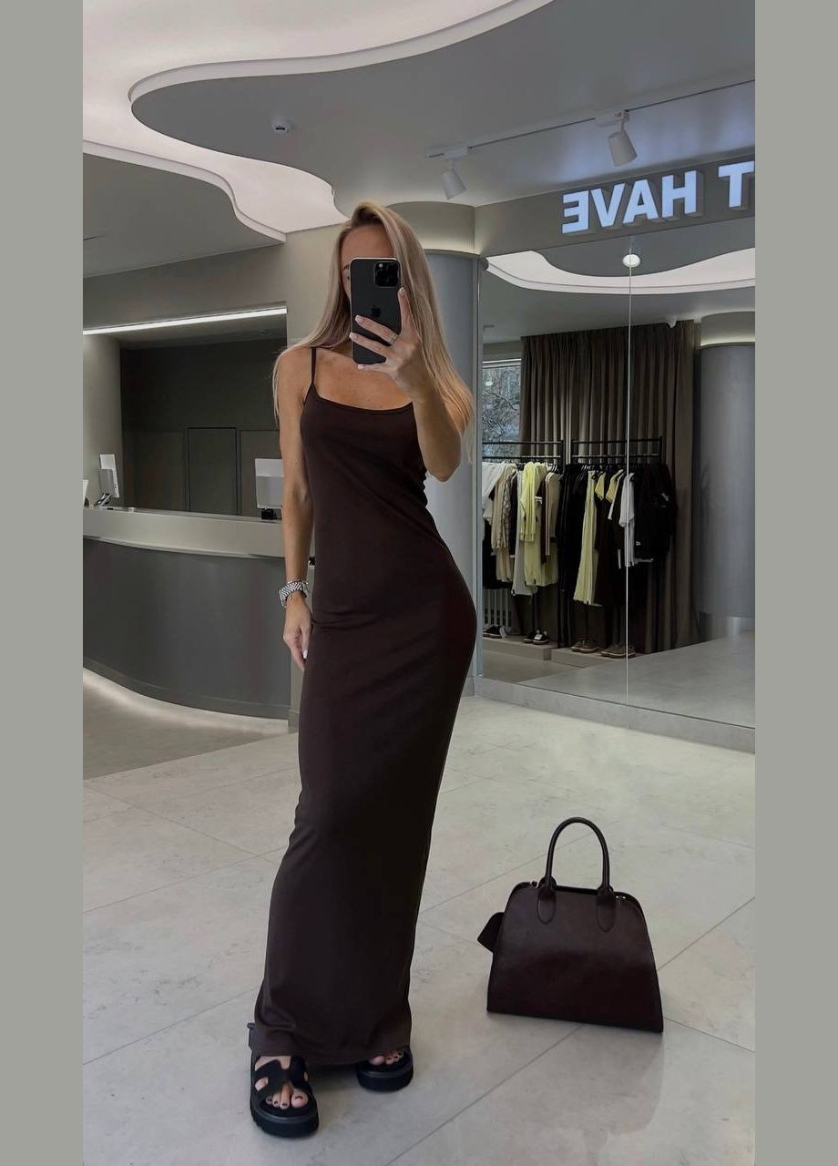 Коричневое повседневный женское платье в стиле скимс Avanti однотонное