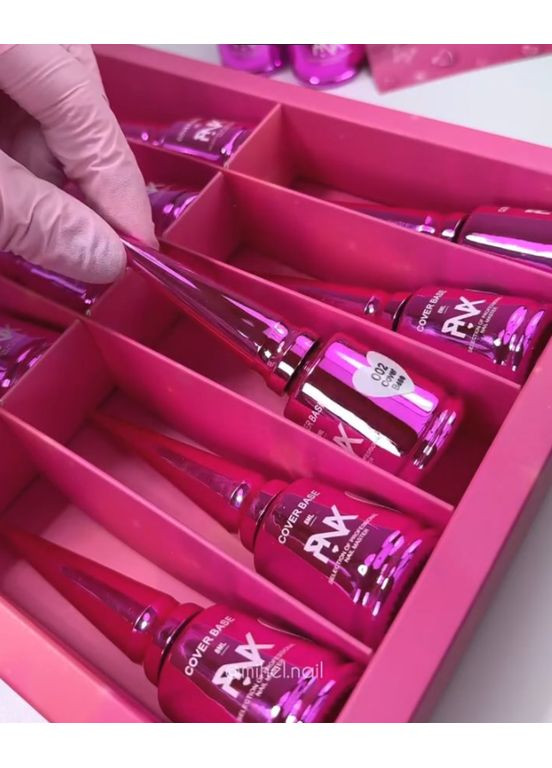 Подарочный набор для маникюра без лампы — топ, rubber-база, камуфлирующая база, красная база PINX (373220774)