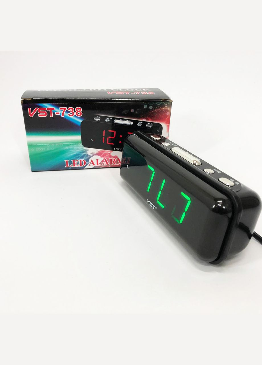 Настільний годинник -738-4 із салатовим підсвічуванням, Годинник електронний настільний світний VST (372908665)