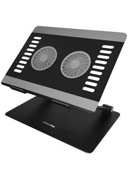 Подставка для ноутбука до 15.6" LS122B, Black, USB, вентилятор (2 x 80 мм), алюминий/пластик, регулировка угла наклона и высоты OfficePro (370619285)
