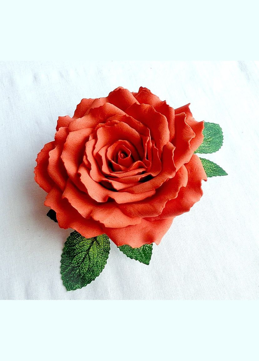 Шпилька брошка квітка з трояндою з фоамірана ручної роботи "Помаранчева осінь" No Brand (349842563)