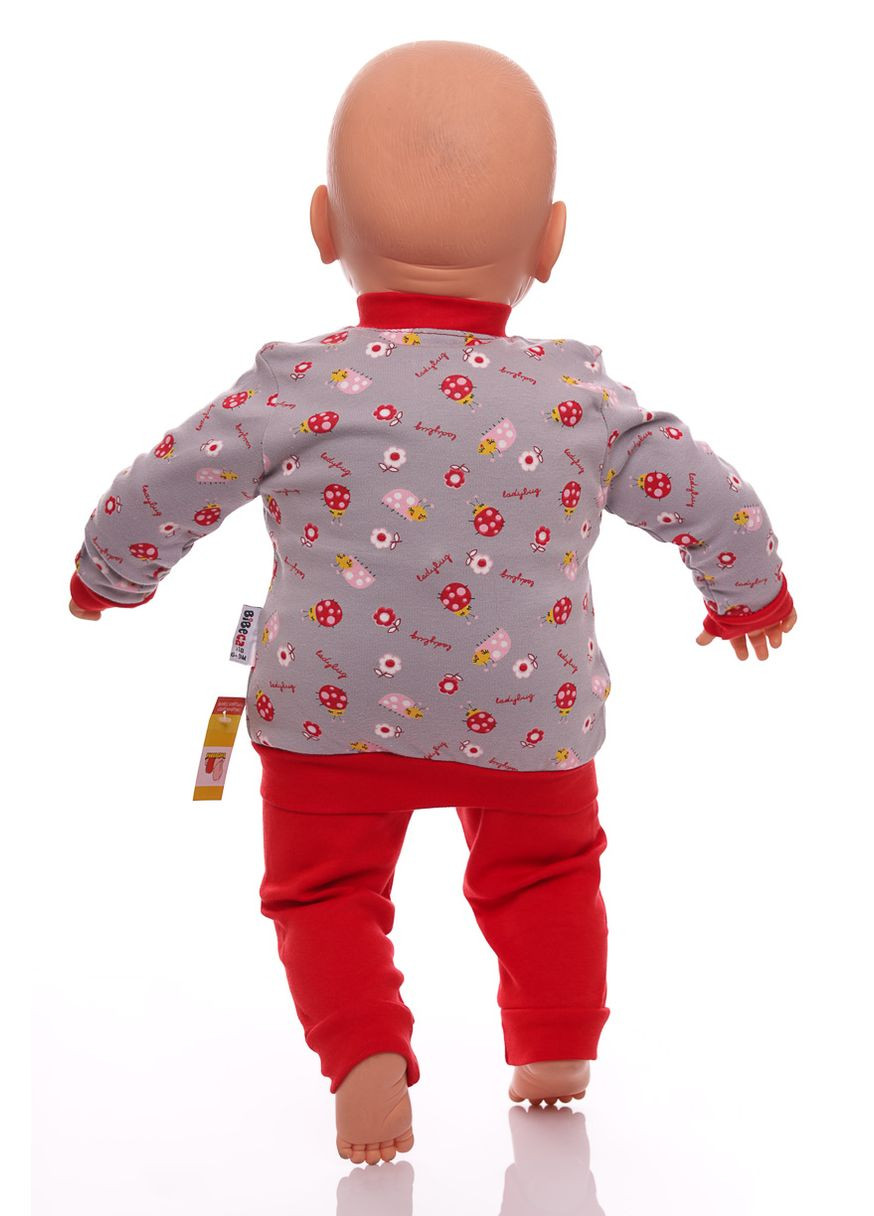 Красный демисезонный костюм с длинным рукавом для девочки трикотажный с божьей коровкой красный 74 см (30646) BABYKROHA