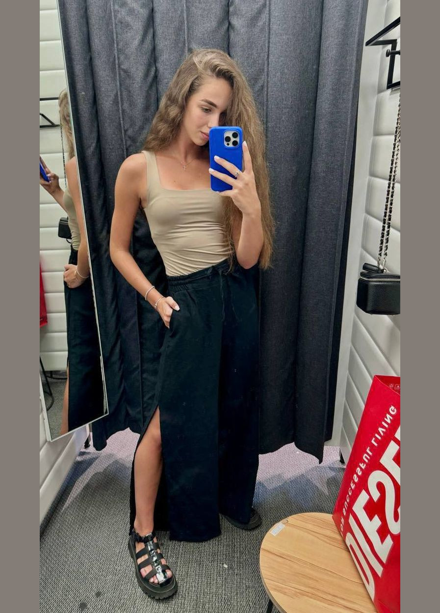 Легкі чорні штани з розрізами з боків No Brand 799 (341328435)