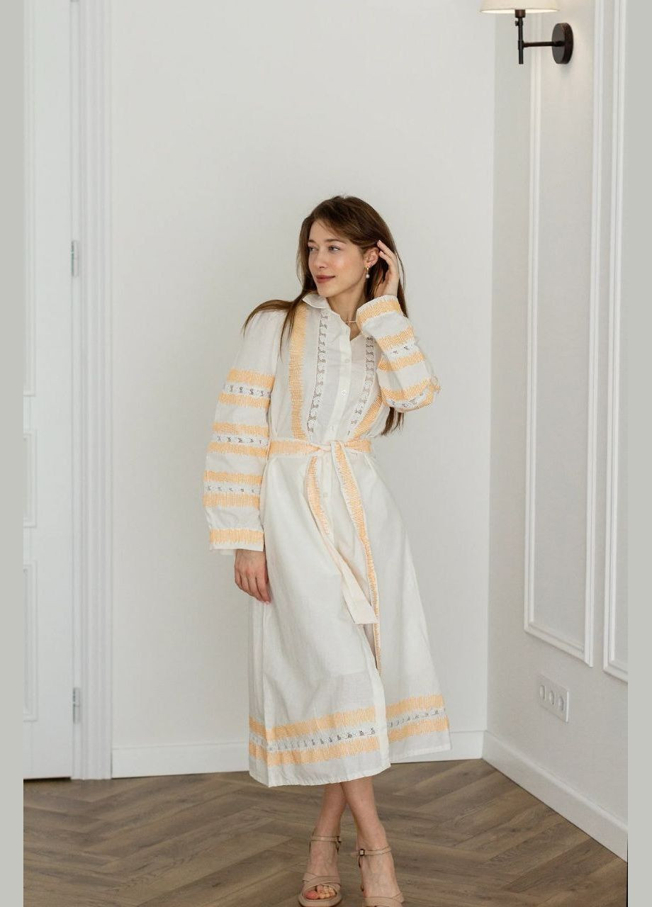 Молочный зимний женское вышитое платье александра молочное ESQ 7244