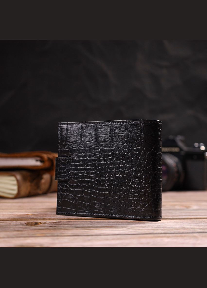 Гаманець чоловічий Шкіряний з тисненням під крокодила 21768 Чорний Canpellini (306881779)