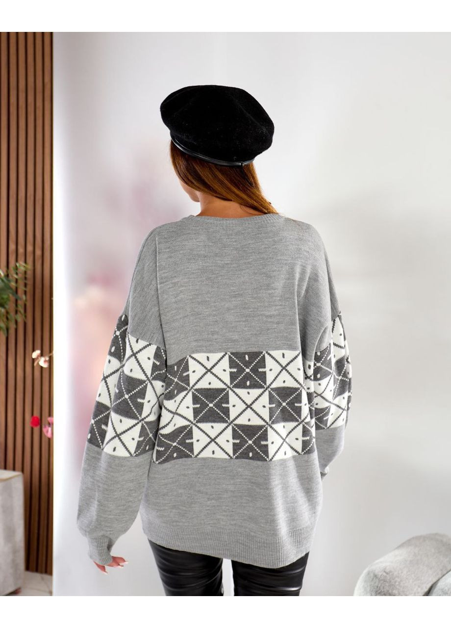 Сірий демісезонний стильний светр оверсайз з вовни та акрилу — туреччина, розмір універсальний (заміри в описі) DK/DL Мода без кордонів