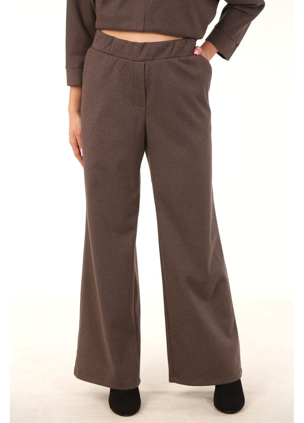 Штани теплі жіночі 0382 сіро-коричневі гусяча лапка Актуаль (365656343)