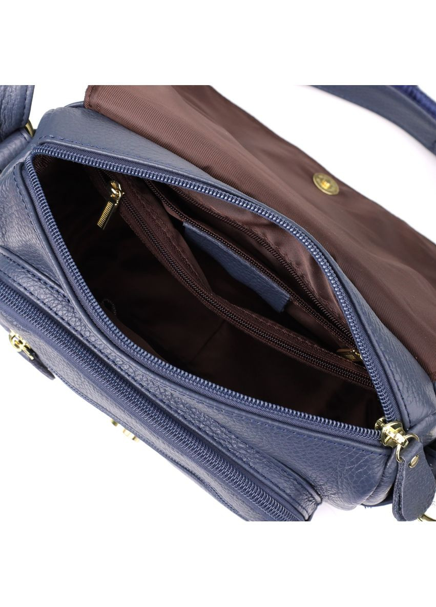 Сумка крос-боді через плече жіноча з натуральної шкіри маленька Синій 38286 Vintage (355245245)