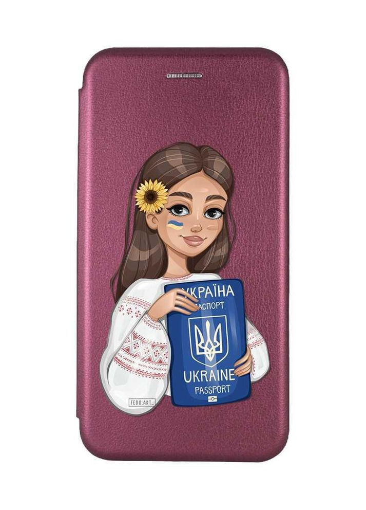 Чохол-книжка для Xiaomi Redmi Note 10 Pro/10 Pro Max Бордовий:: Дівчина з паспортом (принт 12) G-Case (360668696)