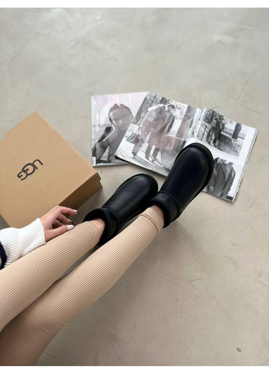 Жіночі Уггі UGG Ultra Mini Black (Шкіра) (366197071)